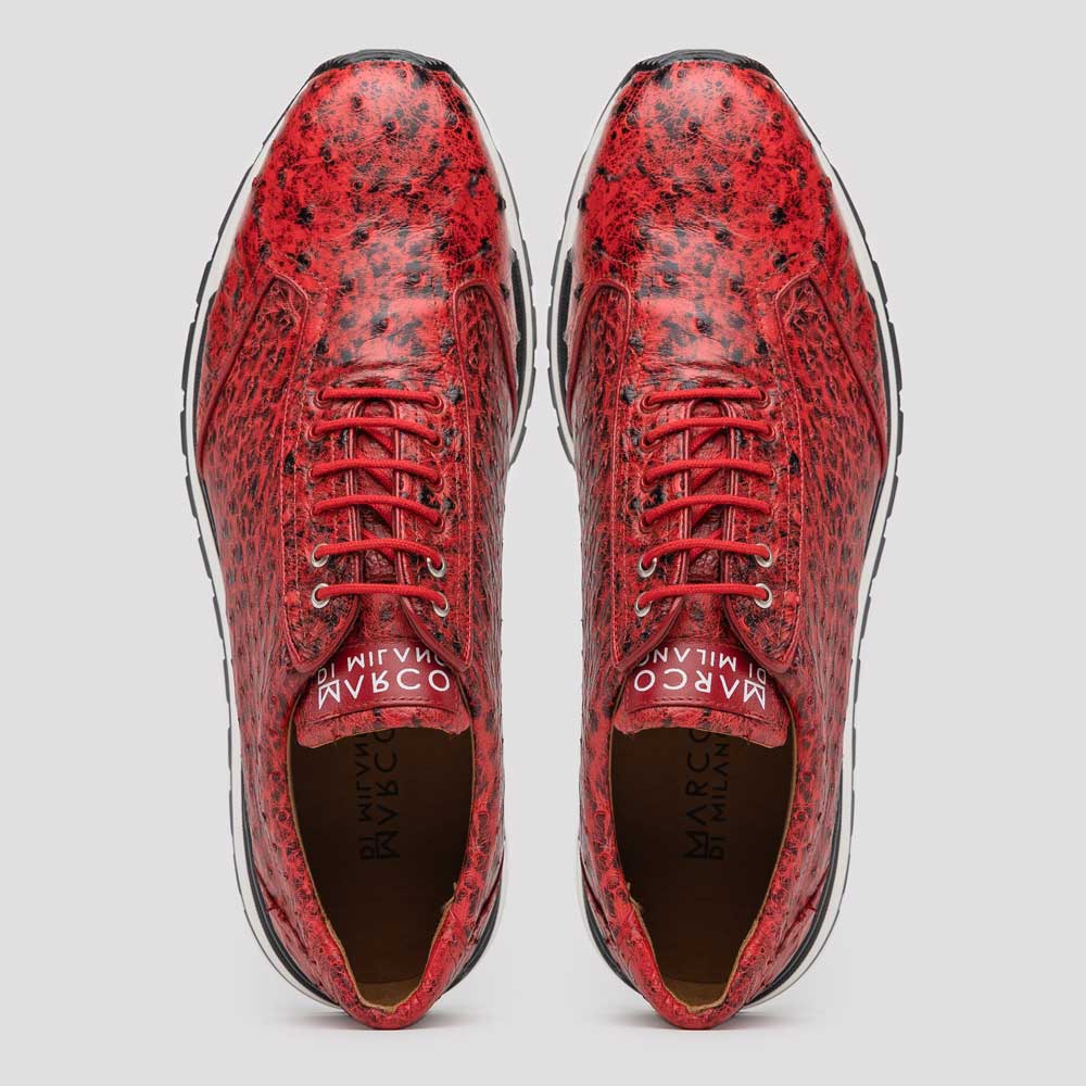 Marco Di Milano Scanno Red Ostrich Quill Sneakers