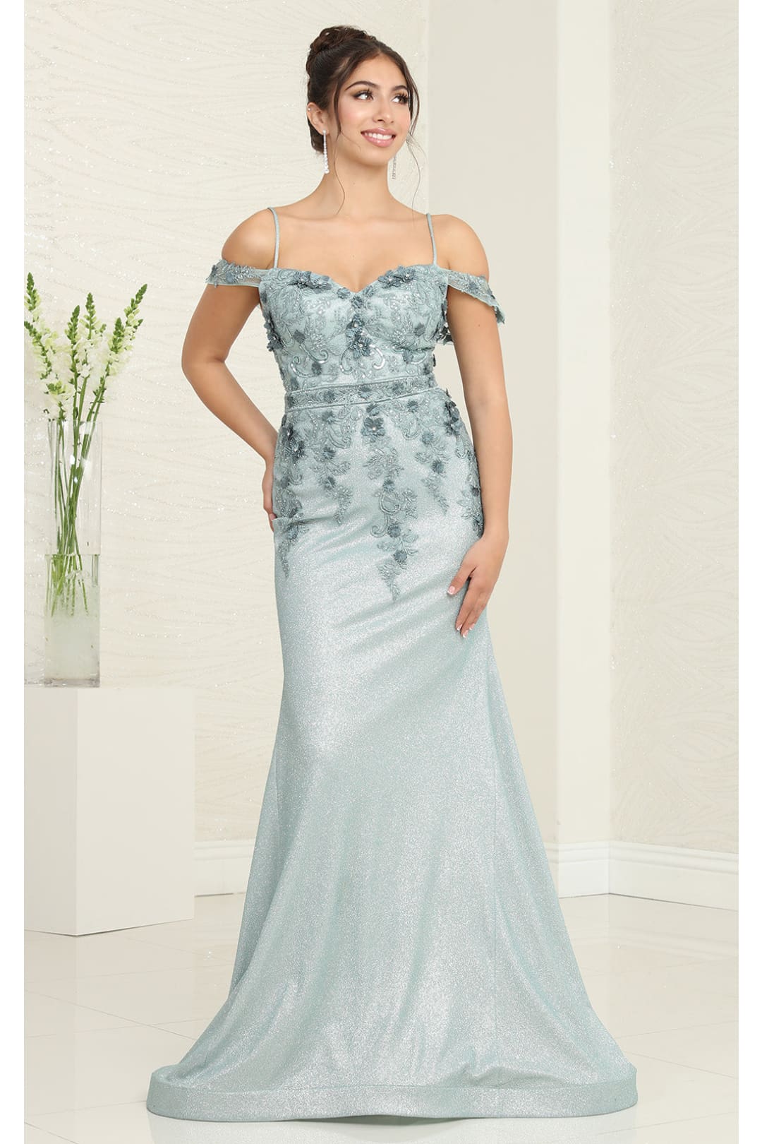 Evening Gown Prom Cold Shoulder Sheath Dress By May Queen MQ2103