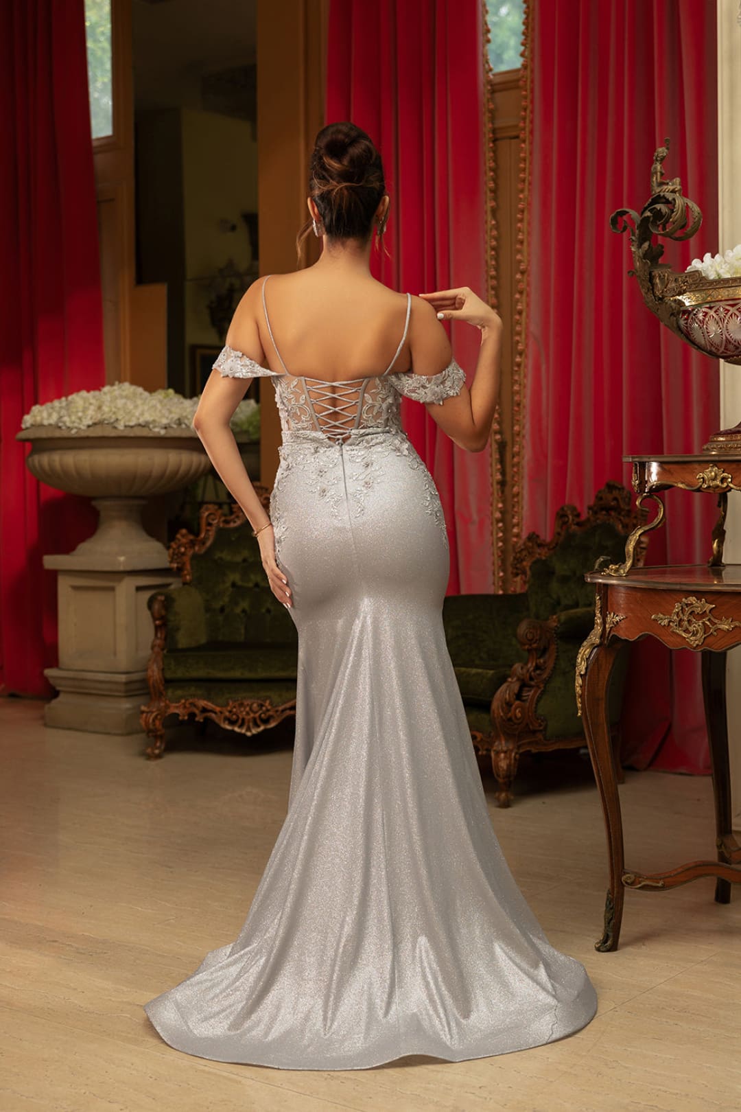Evening Gown Prom Cold Shoulder Sheath Dress By May Queen MQ2103