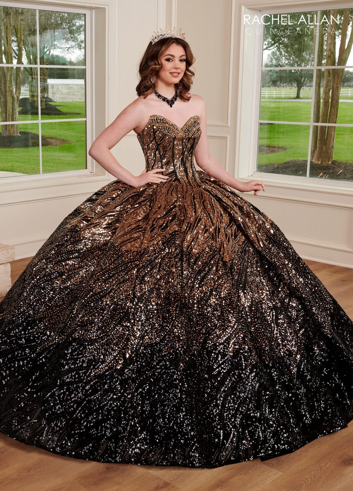 Rachel Allan RQ3121 Sequin Tulle Strapless Quinceanera Dress