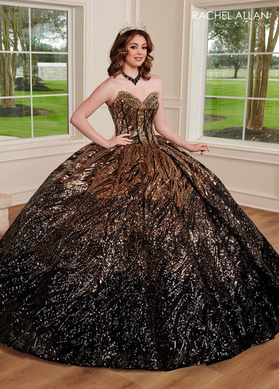 Rachel Allan RQ3121 Sequin Tulle Strapless Quinceanera Dress