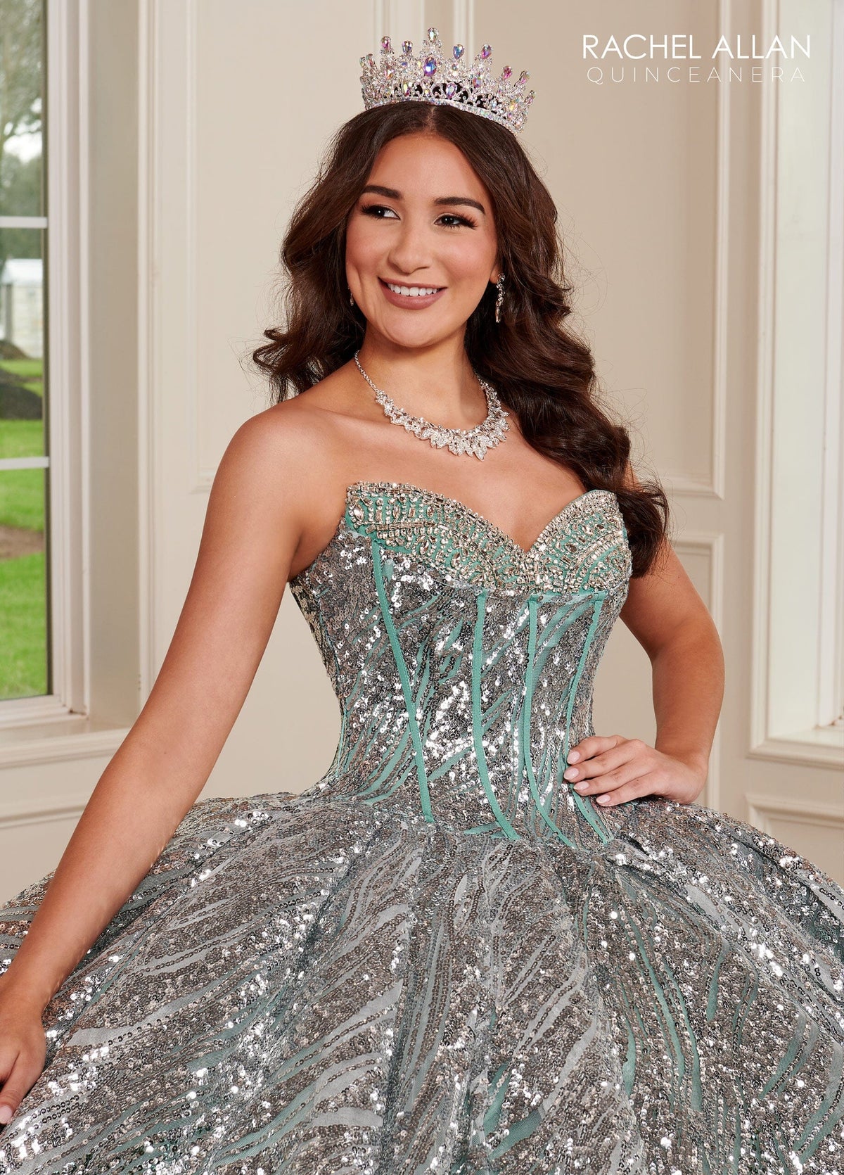 Rachel Allan RQ3121 Sequin Tulle Strapless Quinceanera Dress