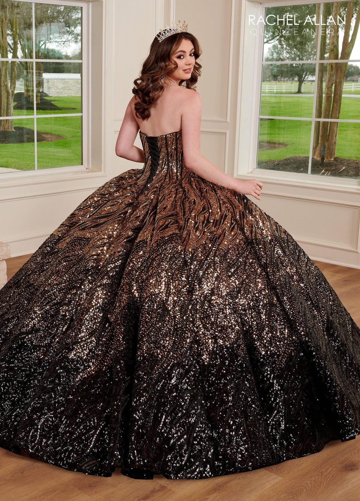 Rachel Allan RQ3121 Sequin Tulle Strapless Quinceanera Dress