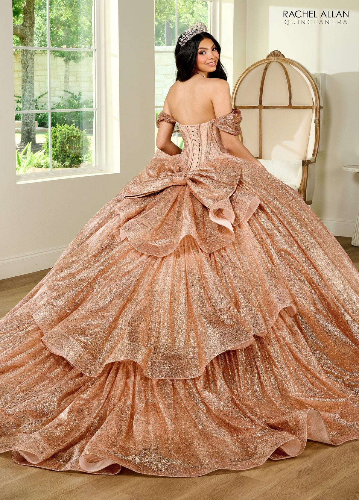 Rachel Allan RQ2183 Sheer Corset Glitter Quinceanera Dress