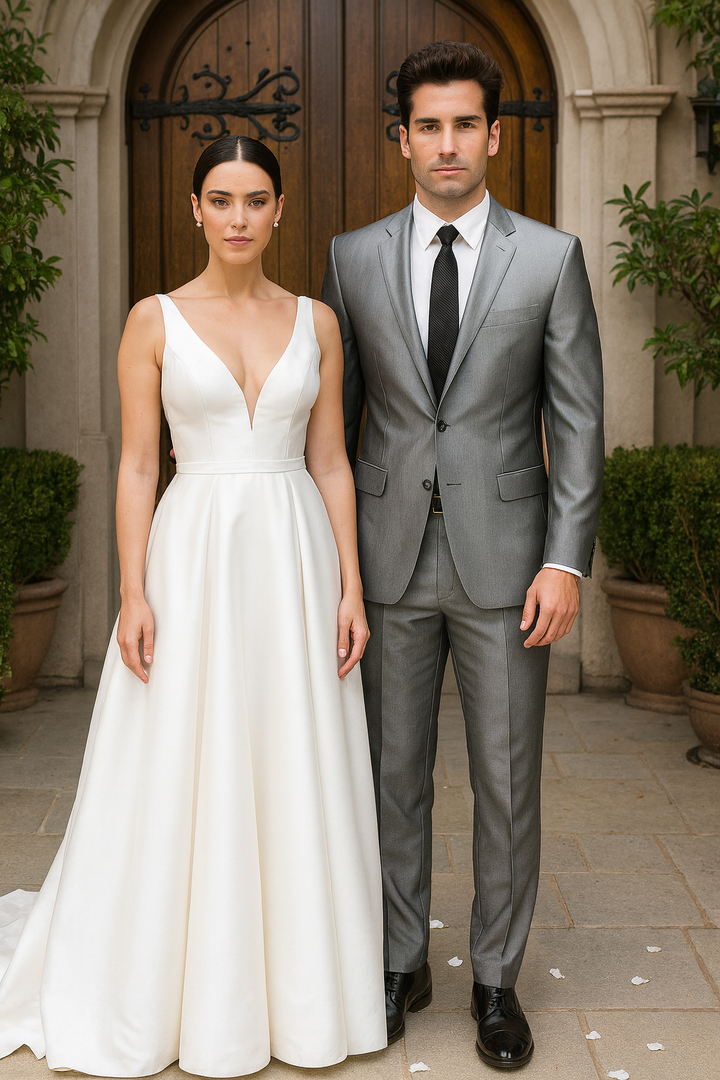 Shiny 2 Button Silver Grey ~ Gray Flashy Sharkskin Men's Cheap Priced Business Suits Clearance Sale