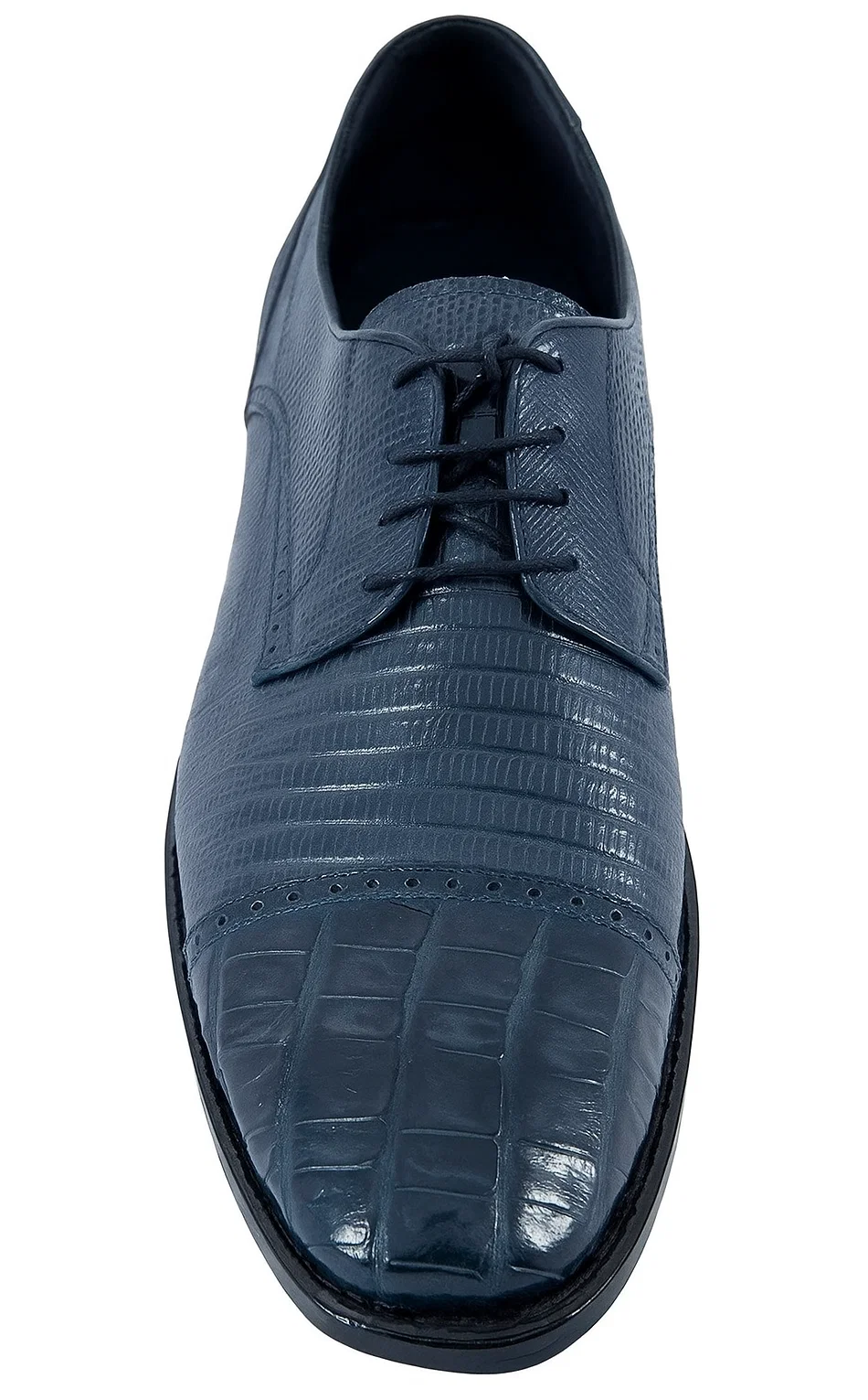 Los Altos Navy Lizard Crocodile Cap Toe Shoes