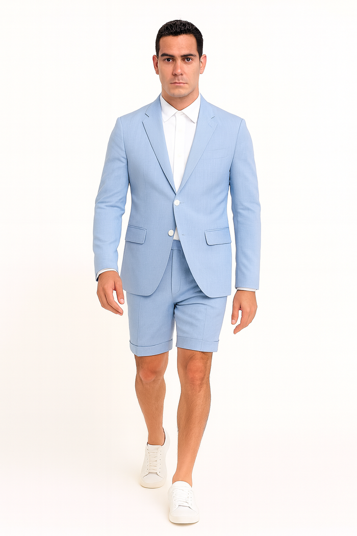 Shorts Set Pants Light Blue Summer Suit For Men