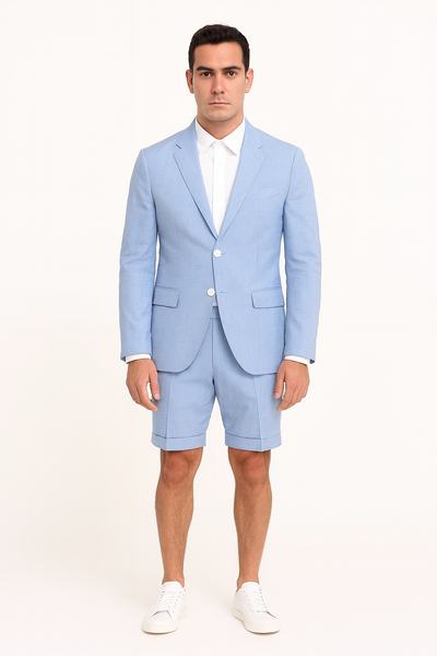 Shorts Set Pants Light Blue Summer Suit For Men