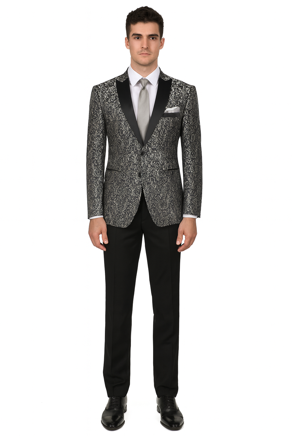 Paisley Blazer - Silver Tuxedo - Dinner Jacket - Prom Tuxedo