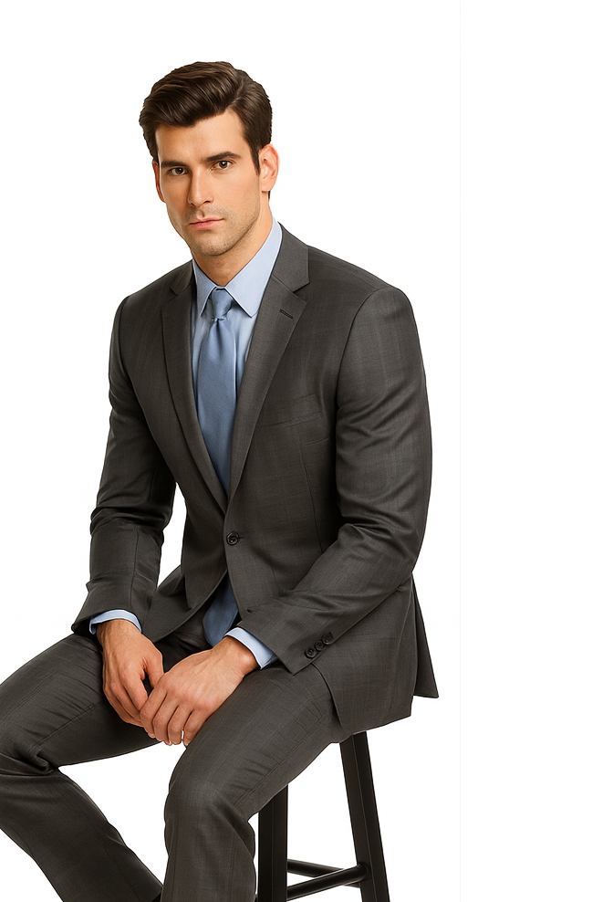 Single Breasted 2 Button Slim Fitted affordable Cheap Priced Business Suits Clearance Sale online sale Charcoal Plaid ~ Windowpane patternl