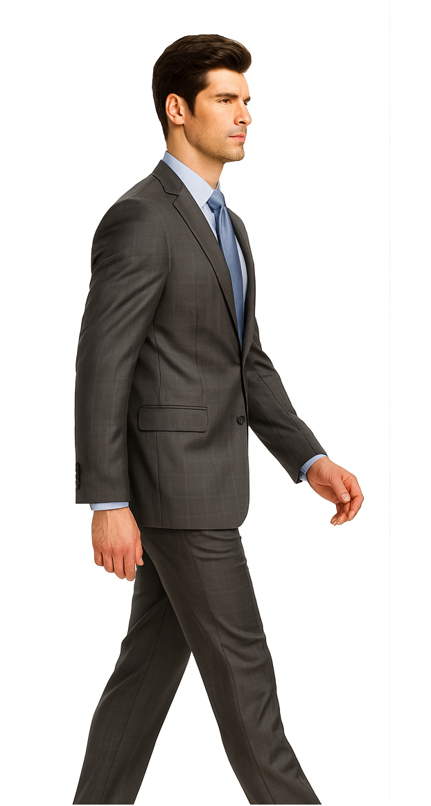 Single Breasted 2 Button Slim Fitted affordable Cheap Priced Business Suits Clearance Sale online sale Charcoal Plaid ~ Windowpane patternl