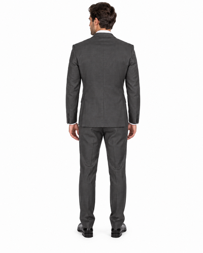Slim Fit 2 Button Double Vented Men Charcoal Grey Suit - Dress Suit For Men