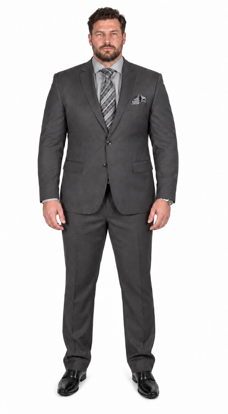 Slim Fit 2 Button Double Vented Men Charcoal Grey Suit - Dress Suit For Men