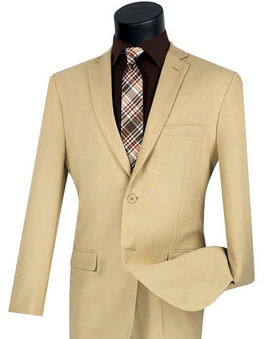 Slim Fit 2 Piece Suit by Vinci in Beige