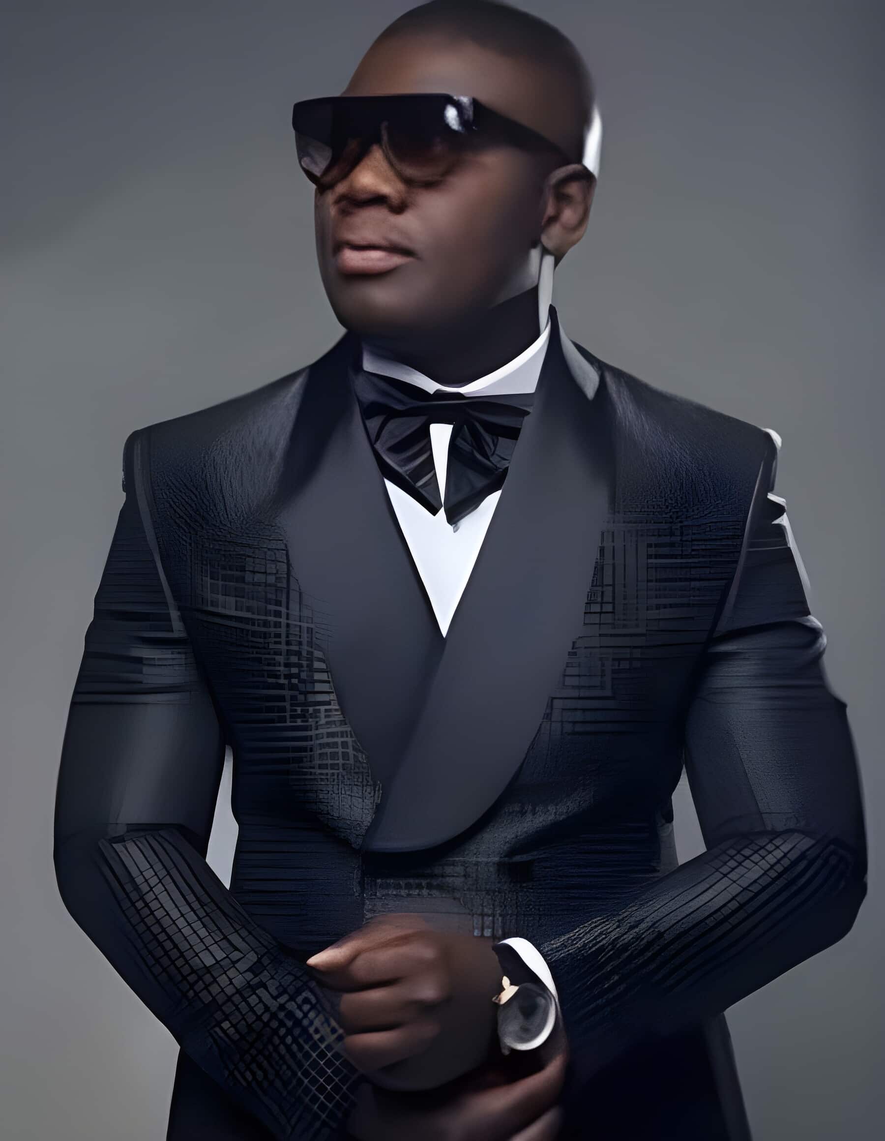 Slim Fit Double Breasted Dotted Pattern Black Lapel Blazer