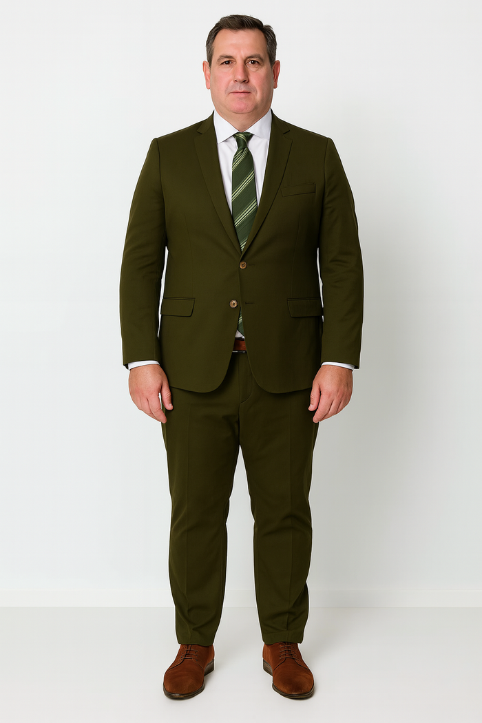 Slim Fit Suit Summer Men's Slim Fit Suits Olive Green Cotton Skinny Fitted Cheap Priced Business Suits Clearance Sale