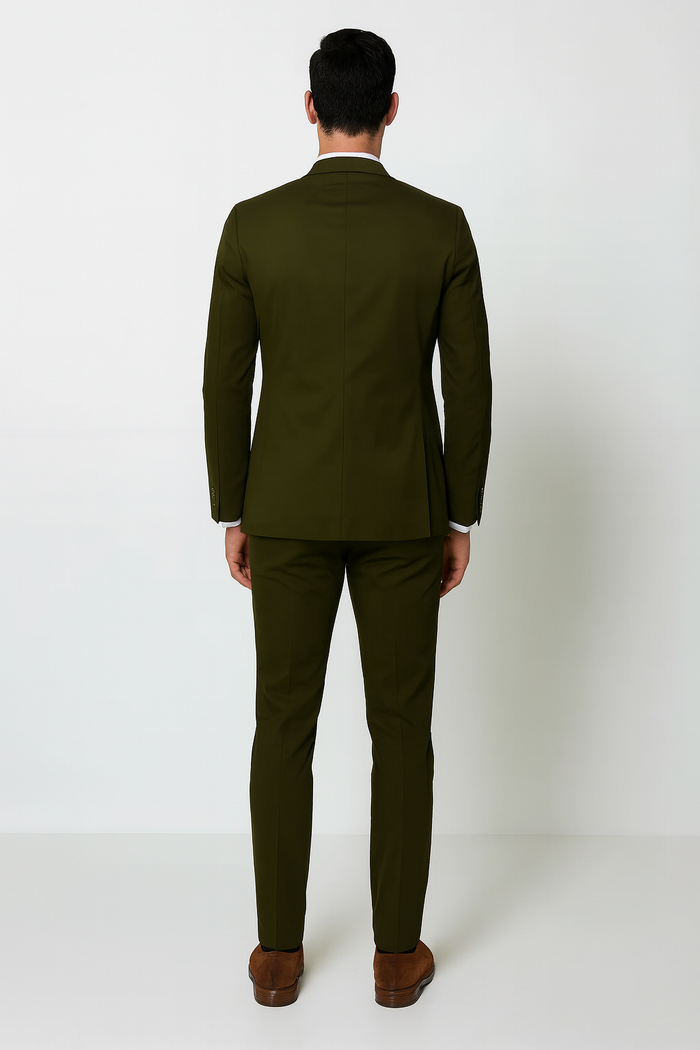 Slim Fit Suit Summer Men's Slim Fit Suits Olive Green Cotton Skinny Fitted Cheap Priced Business Suits Clearance Sale