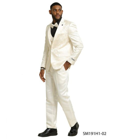 Stacy Adams Men's 3 Piece Hybrid Fit Suit - Floral Satin