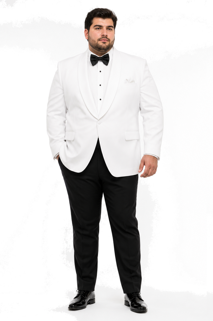 Snow White Dinner Jacket 100% Poly - Cheap Priced Blazer Jacket For Men Online1 Button Shawl Collar