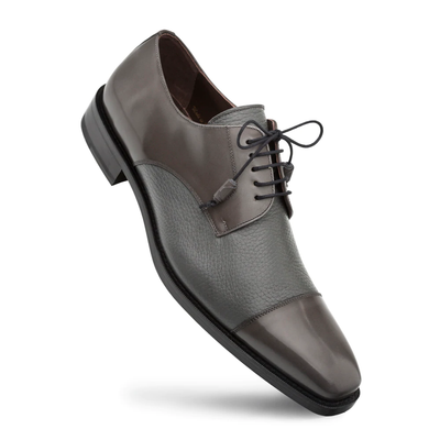 Mezlan Soka Calfskin & Deerskin Cap Toe Shoes Gray (15089)