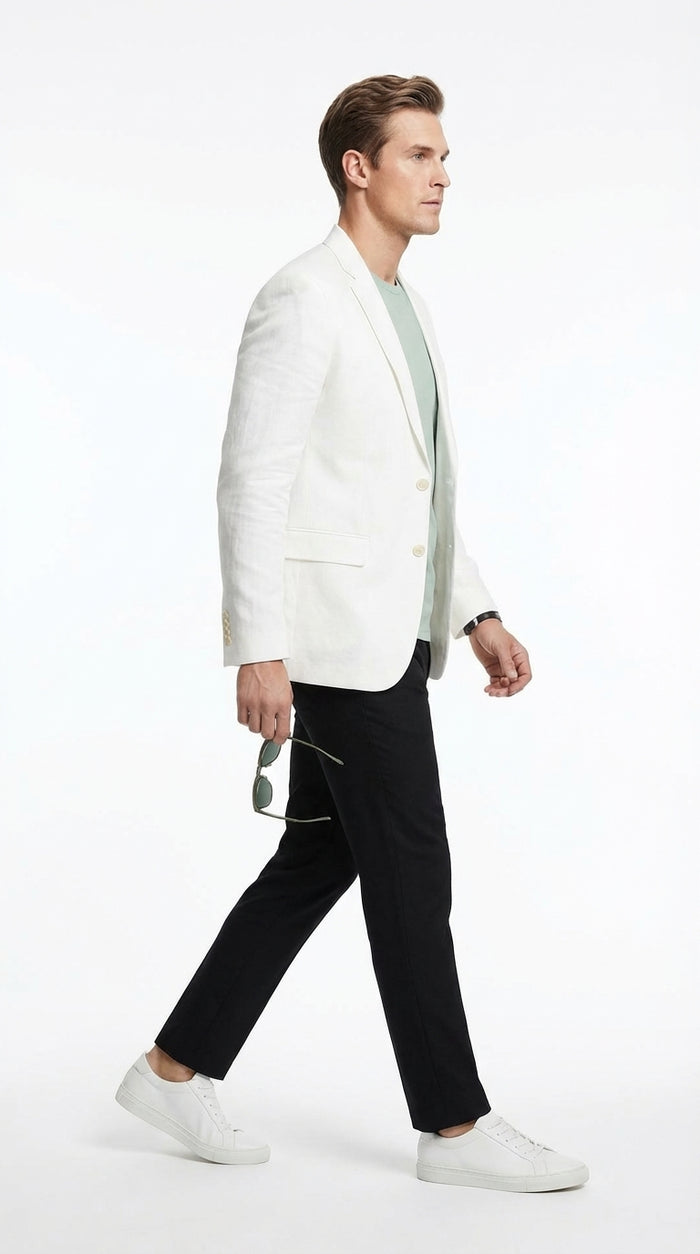Miami Vice  Sonny Crockett Mens White Blazer – Classic Fit Formal Casual Dress Jacket for Business and Wedding Iconic Characters  Pop Culture
