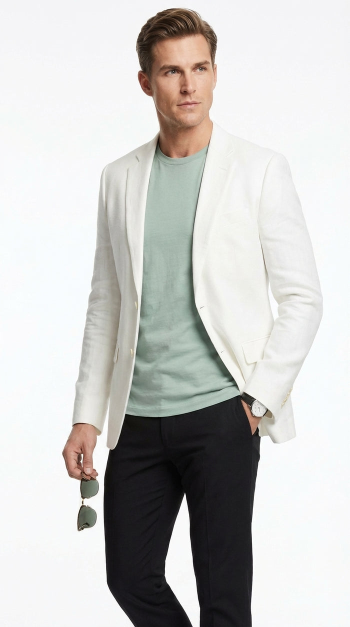 Miami Vice  Sonny Crockett Mens White Blazer – Classic Fit Formal Casual Dress Jacket for Business and Wedding Iconic Characters  Pop Culture