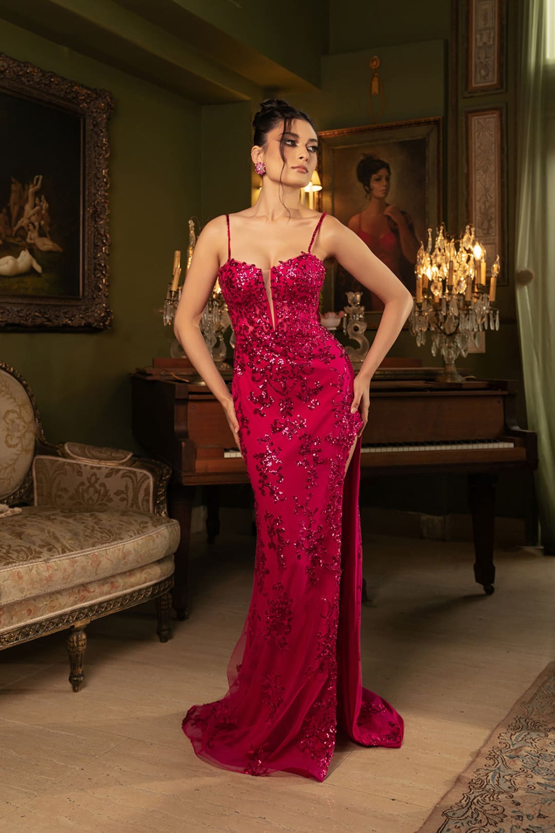 Special Occasion Dress High Slit Sequin Mermaid By May Queen MQ2118