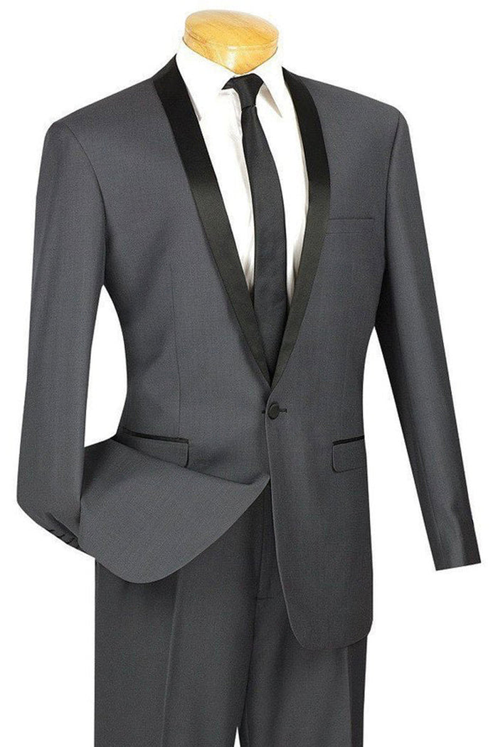 Slim Fit Shawl Collar Tuxedo, Heather Grey