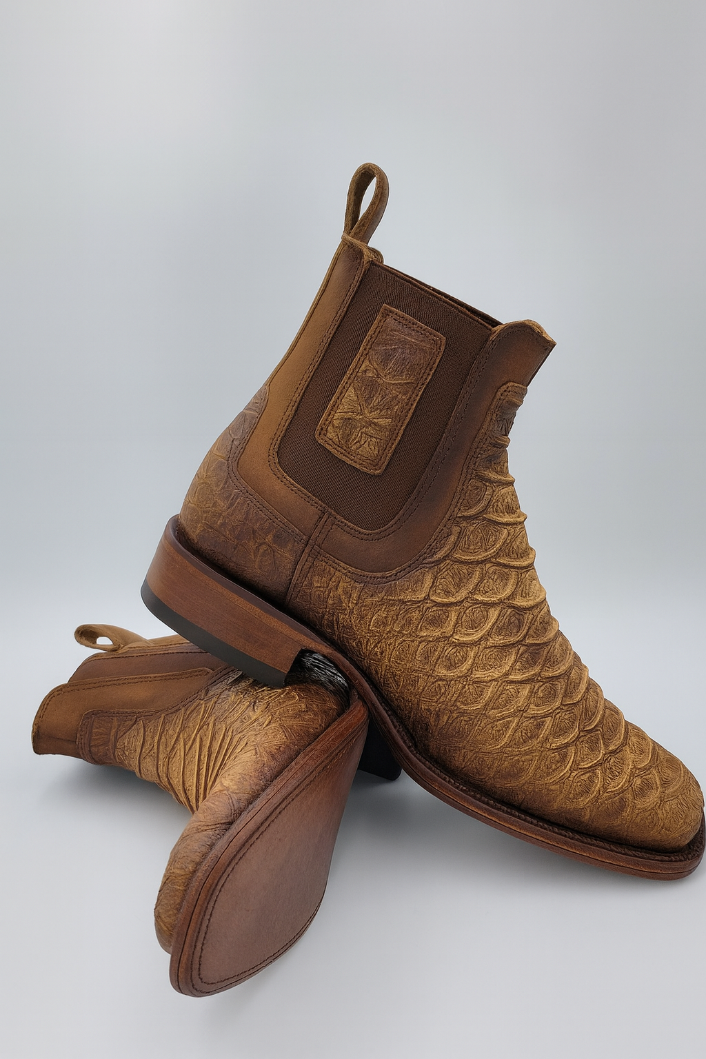 Square Toe Ankle Boots Python Print Oryx