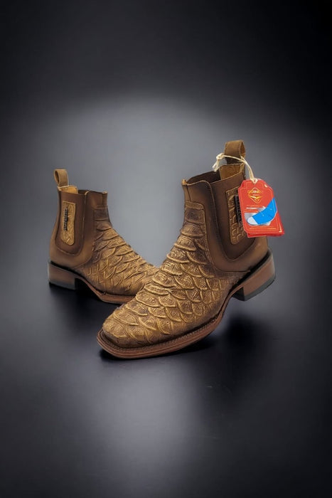 Square Toe Python Print Ankle Boots Oryx