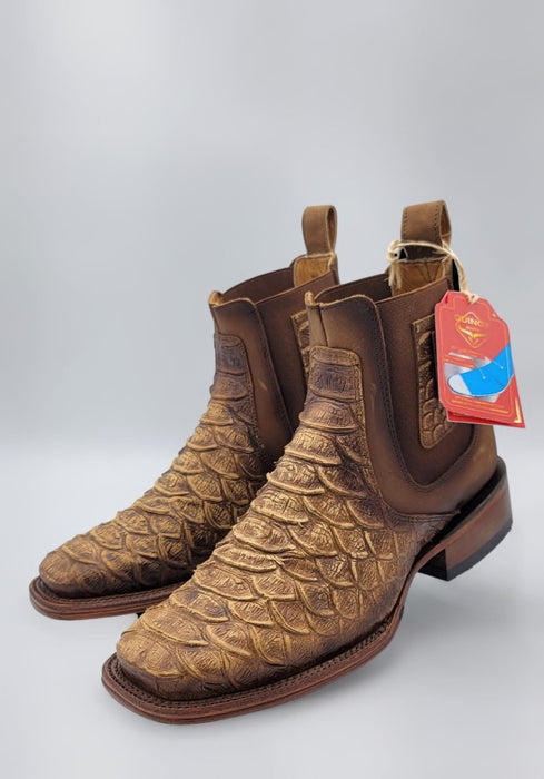 Square Toe Python Print Ankle Boots Oryx