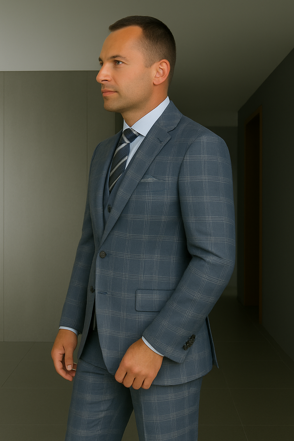 Italian 3-Piece Wool Suit Modern Fit by Statement