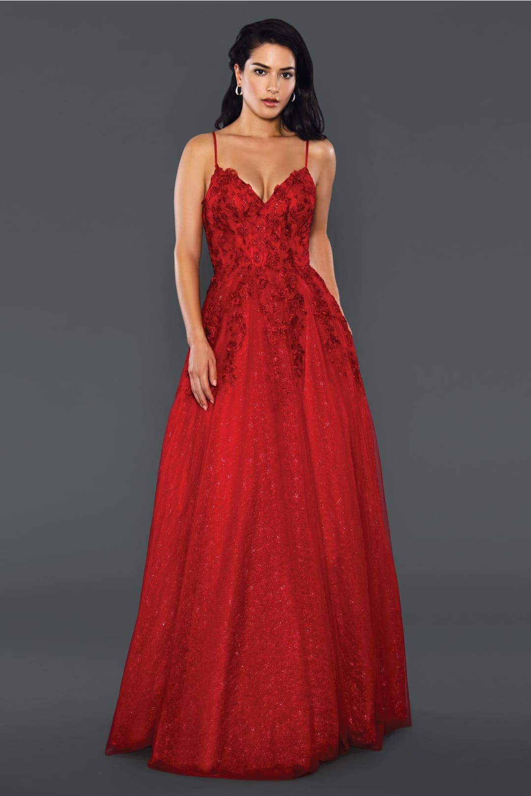 Stella Couture 21036 Strappy Back Embroidered A-Line Long Prom Dress