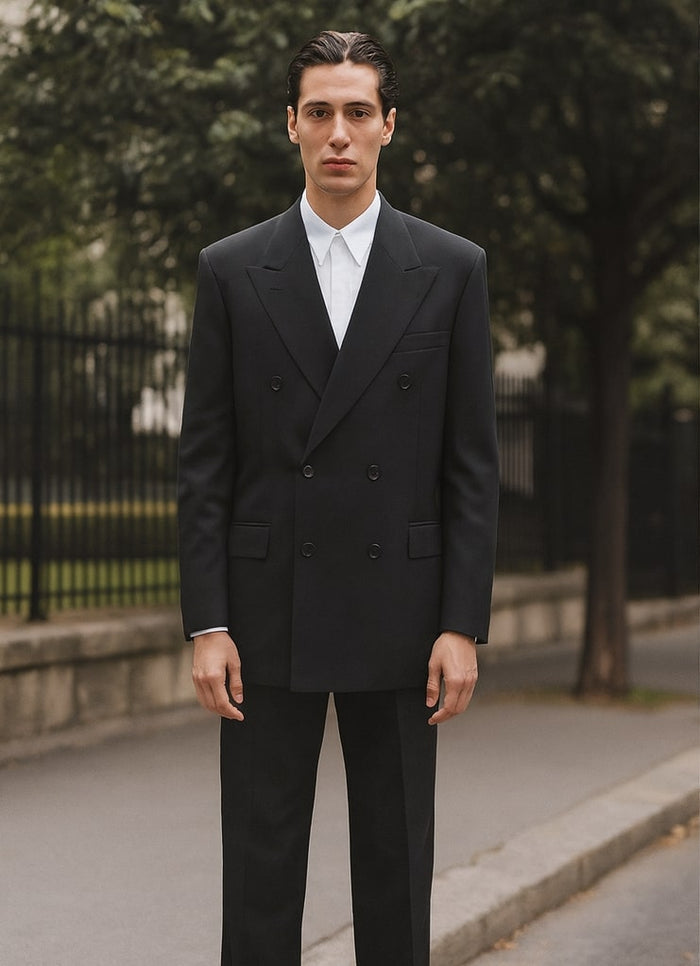 Steve Harvey Black Double Breasted Suit Modern Fit