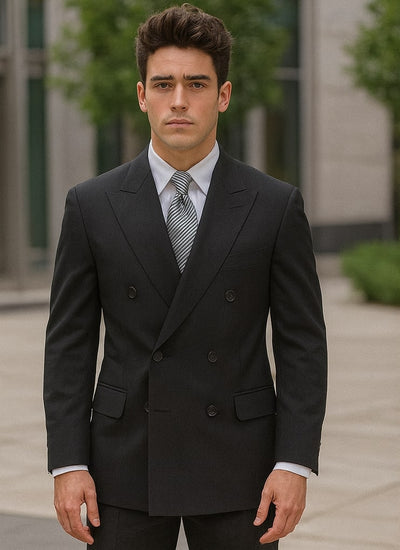 Steve Harvey Black Double Breasted Suit Modern Fit