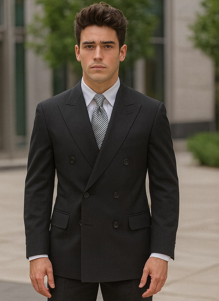 Steve Harvey Black Double Breasted Suit Modern Fit