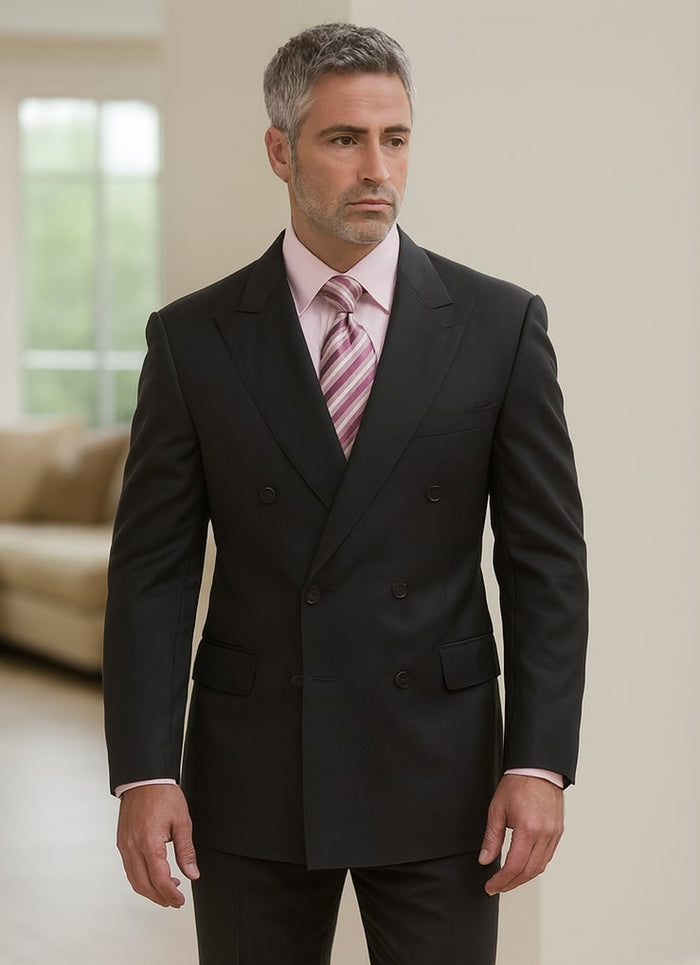 Steve Harvey Black Double Breasted Suit Modern Fit