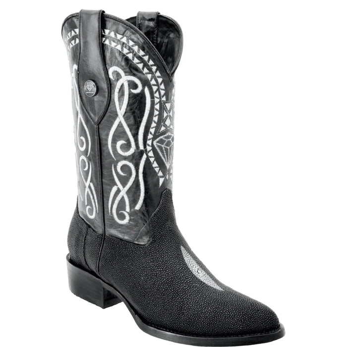 Mens White Diamond Boot Single Stone Men's Stingray Boots J-Toe
