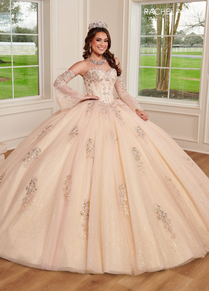 Rachel Allan RQ1120 Strapless Bell Sleeve Quinceanera Dress