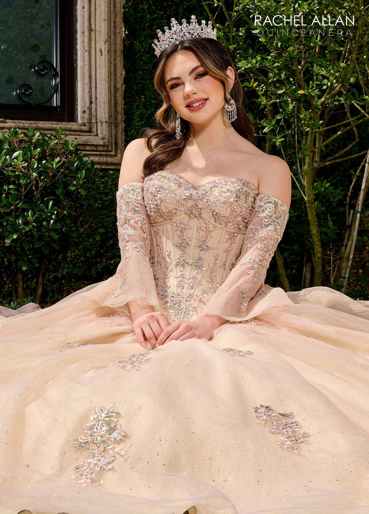 Rachel Allan RQ1120 Strapless Bell Sleeve Quinceanera Dress