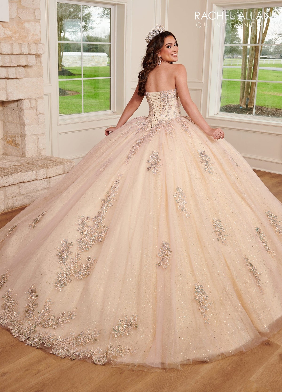 Rachel Allan RQ1120 Strapless Bell Sleeve Quinceanera Dress