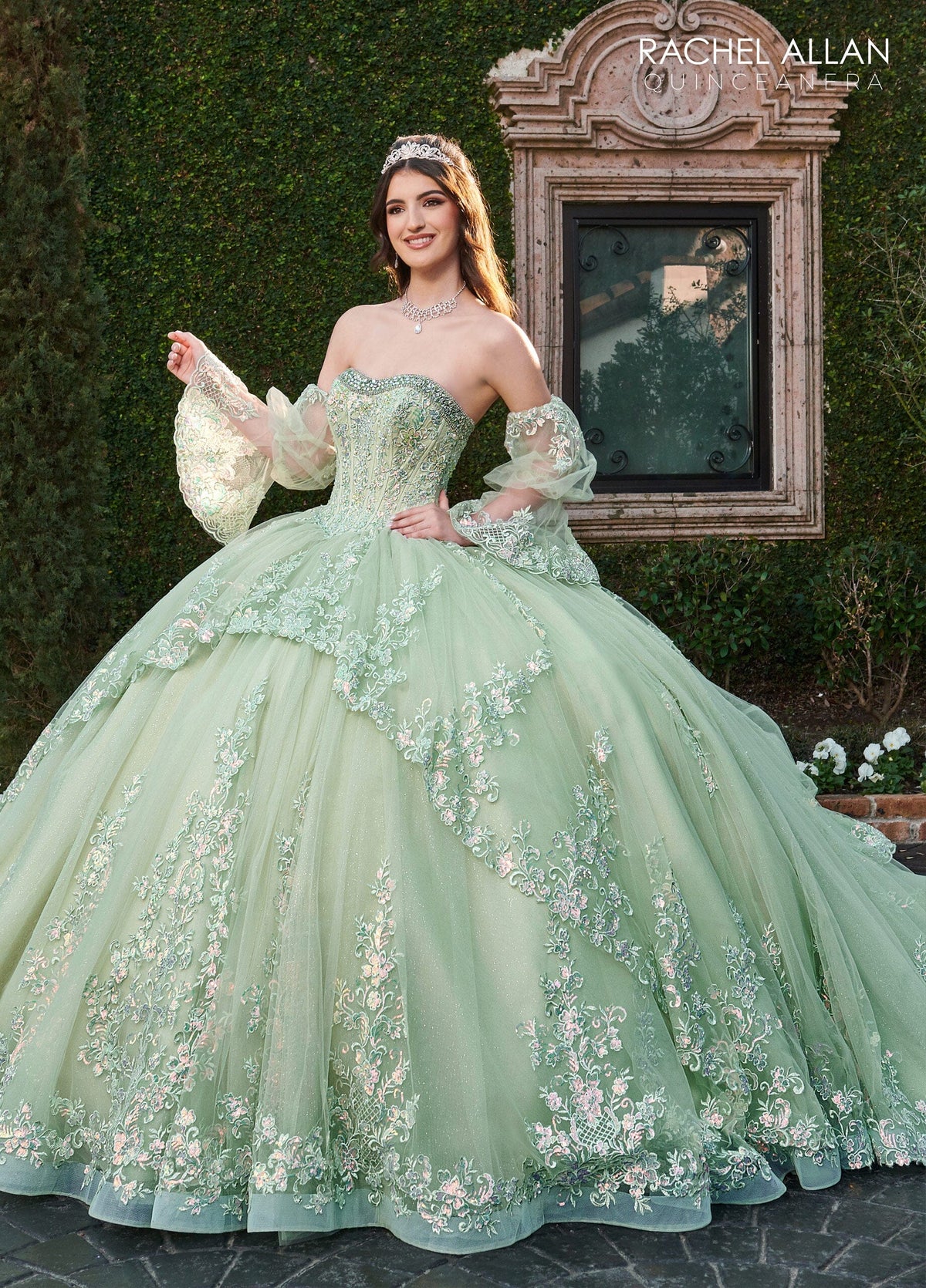Rachel Allan RQ2178 Strapless Bell Sleeve Quinceanera Dress
