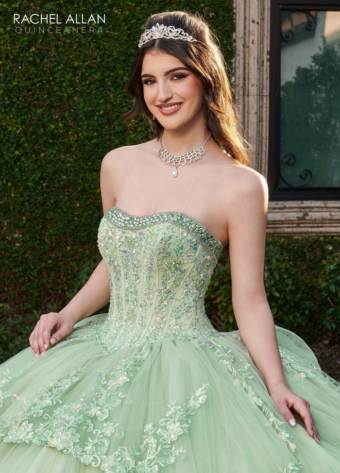 Rachel Allan RQ2178 Strapless Bell Sleeve Quinceanera Dress