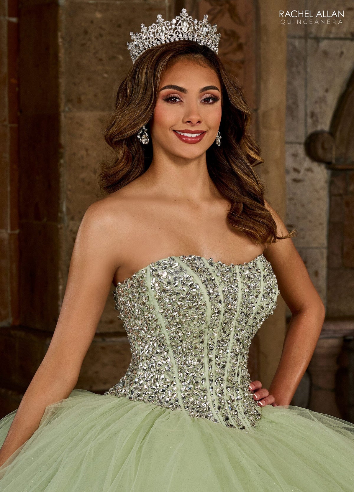 Rachel Allan RQ1130 Strapless Cape Quinceanera Dress