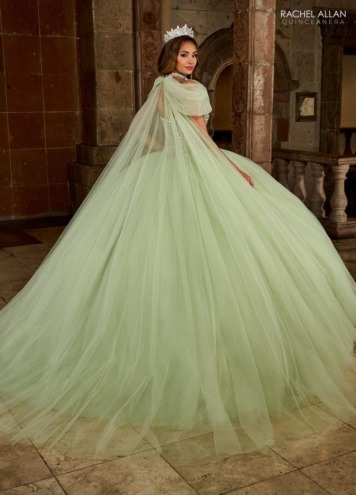 Rachel Allan RQ1130 Strapless Cape Quinceanera Dress