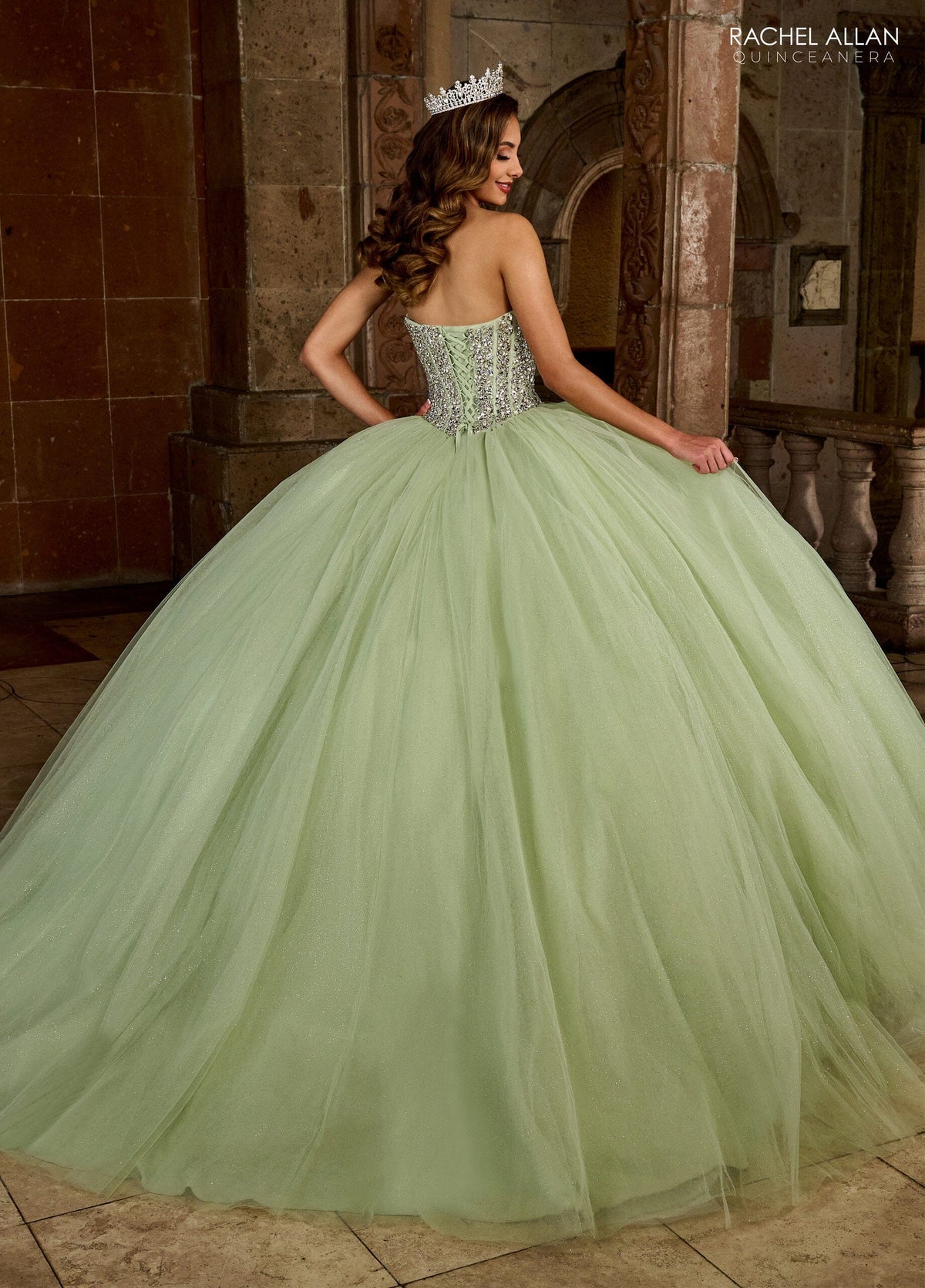 Rachel Allan RQ1130 Strapless Cape Quinceanera Dress