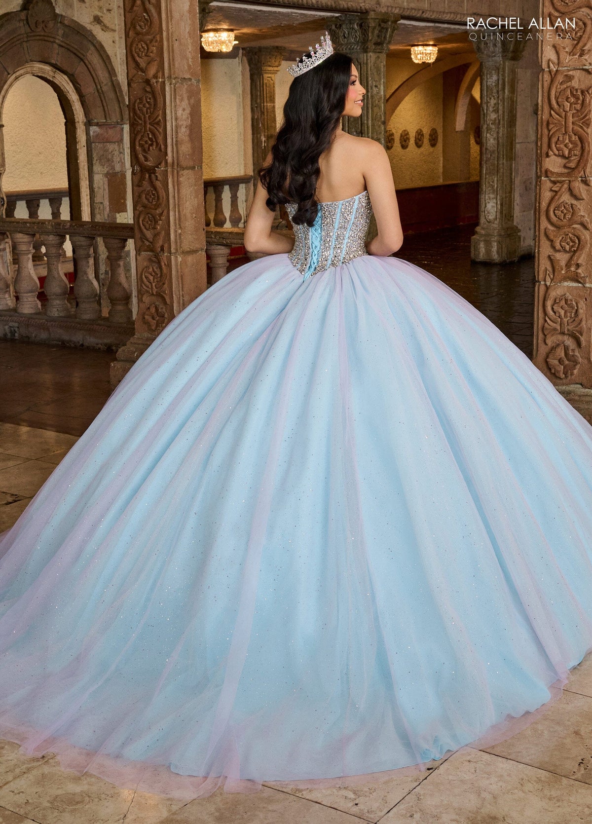 Rachel Allan RQ1130 Strapless Cape Quinceanera Dress