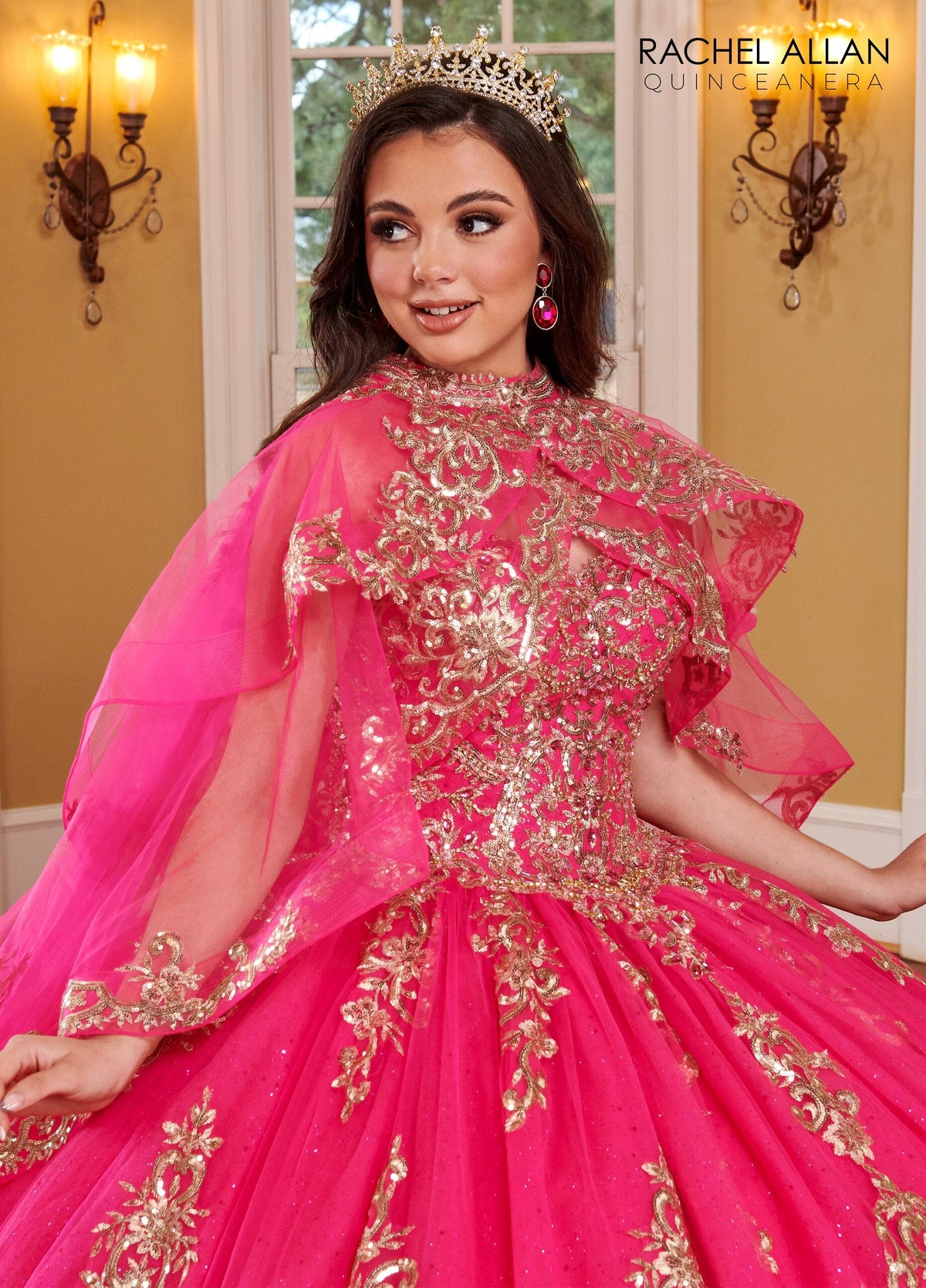 Rachel Allan RQ2170 Strapless Cape Quinceanera Dress