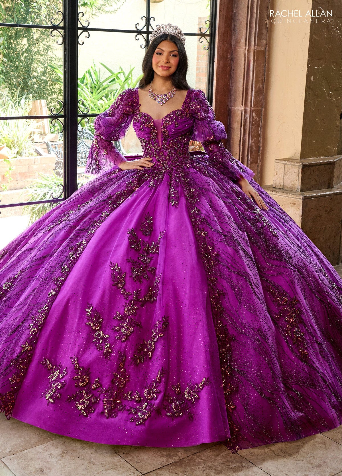 Rachel Allan RQ1135 Strapless Puff Sleeve Quinceanera Dress