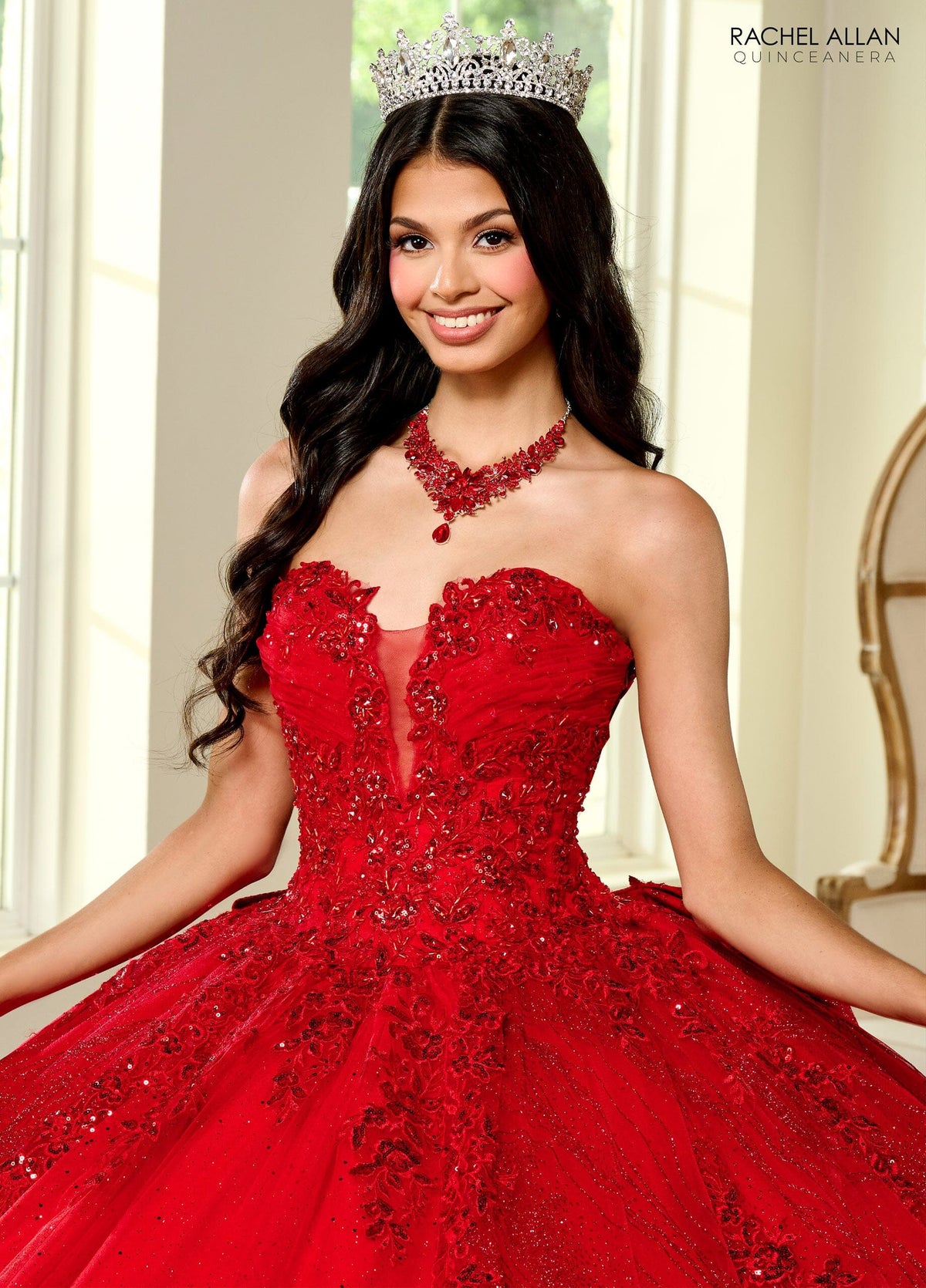 Rachel Allan RQ1135 Strapless Puff Sleeve Quinceanera Dress